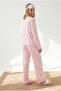 Women's Strawberry Pink Buttoned Long Sleeve 100% Cotton Pajama Set Pjm-00000030 - 5