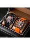 2PC Luxury Style Tonneau Quartz Watch for Men and Teens – Industrial Barrel Case, Multicolored Hollow Skeleton Dial, Durable Silicone Sport Strap