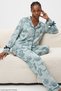 Green Tiger Patterned Ribbon Detailed Soft Tuşe Winter Buttoned Knitted Pajama Set 8083 - 4