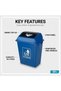 Square Plastic Waste Bin with Push Lid Dustbin for Kitchen 40L 39 x 27 x 48 cm Blue - 3