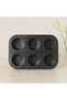 Glb-Stl41414 6-Cavity Black Metal Muffin Mold