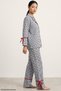 Dark Navy Blue Plaid Patterned Piping Slit Detailed Soft Tuşe Winter Buttoned Knitted Pajama Set 8079 - 3
