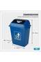 Square Plastic Waste Bin with Push Lid Dustbin for Kitchen 40L 39 x 27 x 48 cm Blue - 2