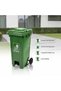 Pedal Operated Wheeled Plastic Garbage Bin Outdoor Trash Can 120L Green - 5