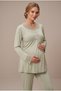 Women's Green Lace Long Sleeve New Season Winter Maternity Pajama Set for Easy Breastfeeding - 3