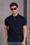 Men's Slim Fit Slim Fit Cotton Soft Breathable Fabric Non-Curling Collar Navy Blue Polo Neck T-Shirt - 3