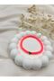 Neon Pink Polymer Clay Disc Beaded Gold Heart Detailed Bracelet – Colorful Summer Elastic Women's Jewelry - 4