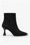 Women's Casual Elegant Black Suede Boots & Booties with Stainless Steel Detail on the Front - 2