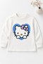 Girl's Lilas Cat Patterned Raincoat, Heart Figured Blouse and Denim Trousers Three-Piece Set - 2