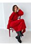 Maribel Belted Lace-Up Maxi Knit Dress Women's Red - 4