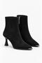 Women's Casual Elegant Black Suede Boots & Booties with Stainless Steel Detail on the Front