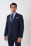 Slim Fit Mono Collar Double Slit Flexible Wool Navy Blue Suit Tk 947 - 4