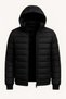 Men's Puffer Jacket with Hooded Zippers, Water Repellent, Quilted Lining, Fabric Pockets, Winter Comfortable Fit - Black - 4