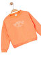 Girl's Orange Long Sleeve Sweatshirt - Basic Comfortable Sweatshirt with Bow Pattern - 3