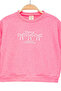 Girl's Pink Long Sleeve Sweatshirt - Basic Comfortable Sweatshirt with Bow Pattern - 5