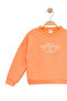 Girl's Orange Long Sleeve Sweatshirt - Basic Comfortable Sweatshirt with Bow Pattern - 2