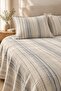 Line Striped Double Bedspread Set 240×260 cm – with 2 Pillowcases - 2