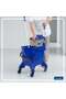 Single Mop Bucket Trolley with Boost Flat Mop Wringer 30L Blue - 5