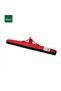 Plastic Floor Wiper with Black Single Foam Rubber and Brush 50cm Red