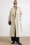 Oversized Coat with Stand Collar, Epaulettes and Cape Detail Beige Melange 3198 - 4