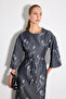 Hayalperest Collection Jacquard Denim Dress - Navy Blue - 2