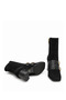 Genuine Leather Double Buckle Heeled Women's Boots 346 Black Suede (Black Suede) - 7