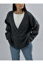 Single Button Anthracite Knitwear Women's Cardigan Coc3577