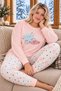 Salmon Dream Big Cloud Patterned Luxury Thermal Plus Size Women's Pajama Set