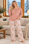 Brown La Vida Es Bella Patterned Luxury Thermal Plus Size Women's Pajama Set - 2