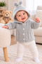 0-6 Months Baby Boy Baby Girl Knitted Hooded Cardigan – Knitwear Baby Coat with Pompom Detail