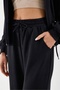 Women's Modal Fabric Zipper Tracksuit Set Waist Ruched Baggy Pants Casual Sports Set - 2