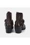 Women's Bitter Brown Vintage Buckle Heeled Leather Western Boots - 5