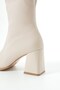 Elastika Women's Cream Skin Pointed Toe Thick Heeled Upper Ankle Stretch Flexible Stylish Half Boots Bootie - 7