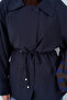 Women's Adjustable Waist Lined Shirt Collar Parachute Jacket Navy Blue - 5