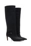 Women's Magic Suede Buckle Detailed Pointed Toe Thin Heeled Boots - 5