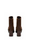 Genuine Leather Double Buckle Heeled Women's Boots 381 Brown Suede - 8