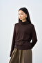 Women's Turtleneck T-Shirt Brown - 4