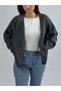 Single Button Anthracite Knitwear Women's Cardigan Coc3577 - 2