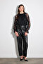 Lace Blouse with Ruffle Collar - Black - 4