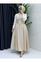 Women's Hijab Crepe Fabric Stone Color Two-Piece Set