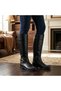 Women's Daily Buckle Detailed Black Boots with Side Zipper Below the Knee
