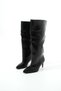 Terra Women's Black Leather Pointed Toe Thin Heeled Bellows Below the Knee Boots - 4