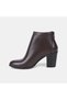 Women's Bitter Brown Zippered Thick Heeled Leather Boots - 3
