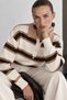 Striped Buttoned Polo Neck Knitwear Blouse - 3