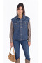 Plaid Sleeve Denim Shirt