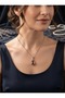 Amber Drop Model Steel Necklace with Silver Color Chain - 2
