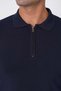 Slim Fit Stretchy Cotton Zippered Polo Collar Navy Blue Knitwear Tr 902 - 6