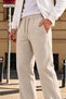 3 Threaded Side Piping Adjustable Bagg Men's Beige Sweatpants with Stopper on the Legs - 7