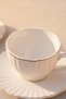 Alba Gold Edged Porcelain 2-Person Coffee Cup Set Wavy Fluted White Turkish Coffee Cup Set 100 ml - 3