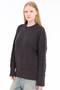 Coffee Women's 100% Cotton Openwork Diamond Knit Pattern Oversize Crew Neck Knitwear Sweater Trist-6170 - 3